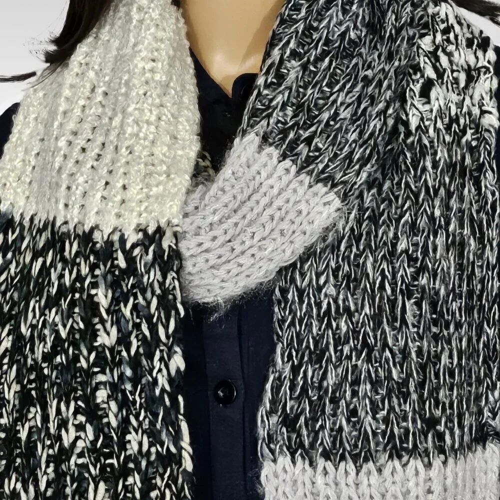 2/$30 INC International Concepts Women’s Colorblock Muffler Scarf Black NWT O/S